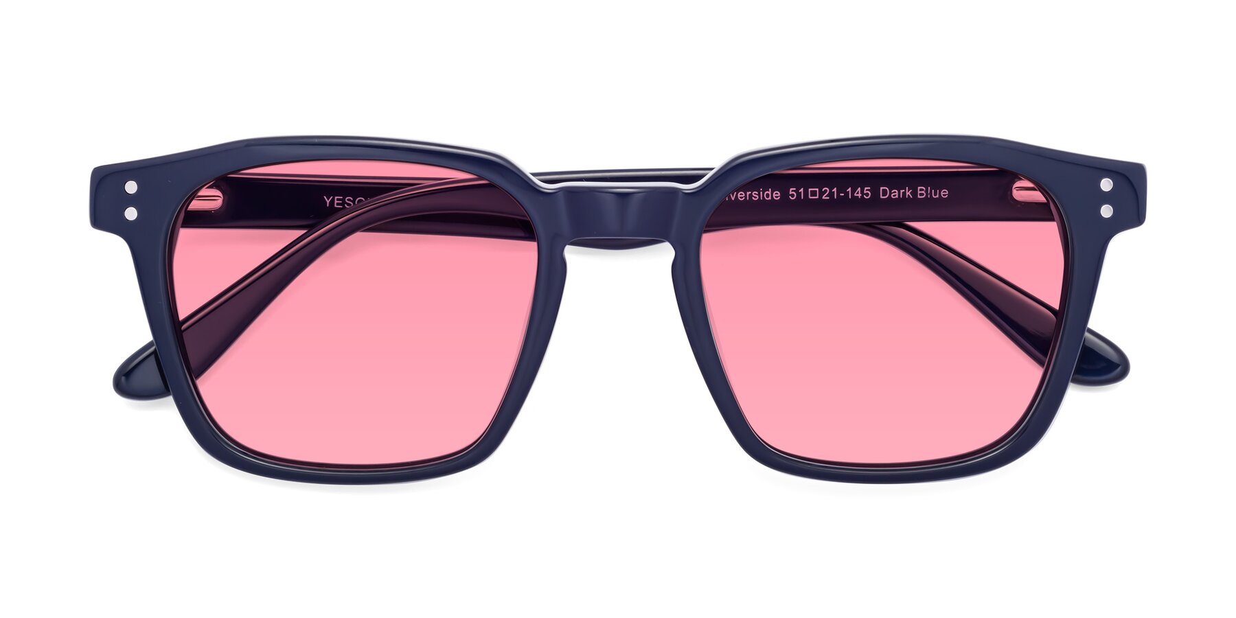 Folded Front of Riverside in Dark Blue with Pink Tinted Lenses