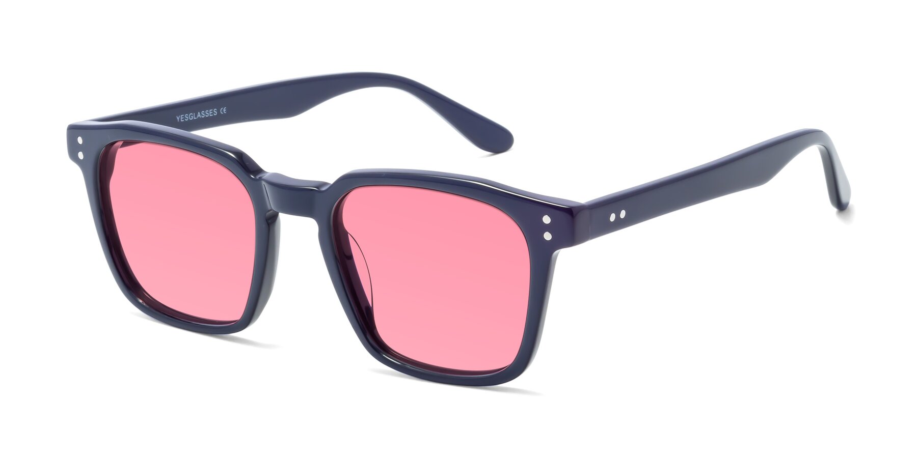 Angle of Riverside in Dark Blue with Pink Tinted Lenses