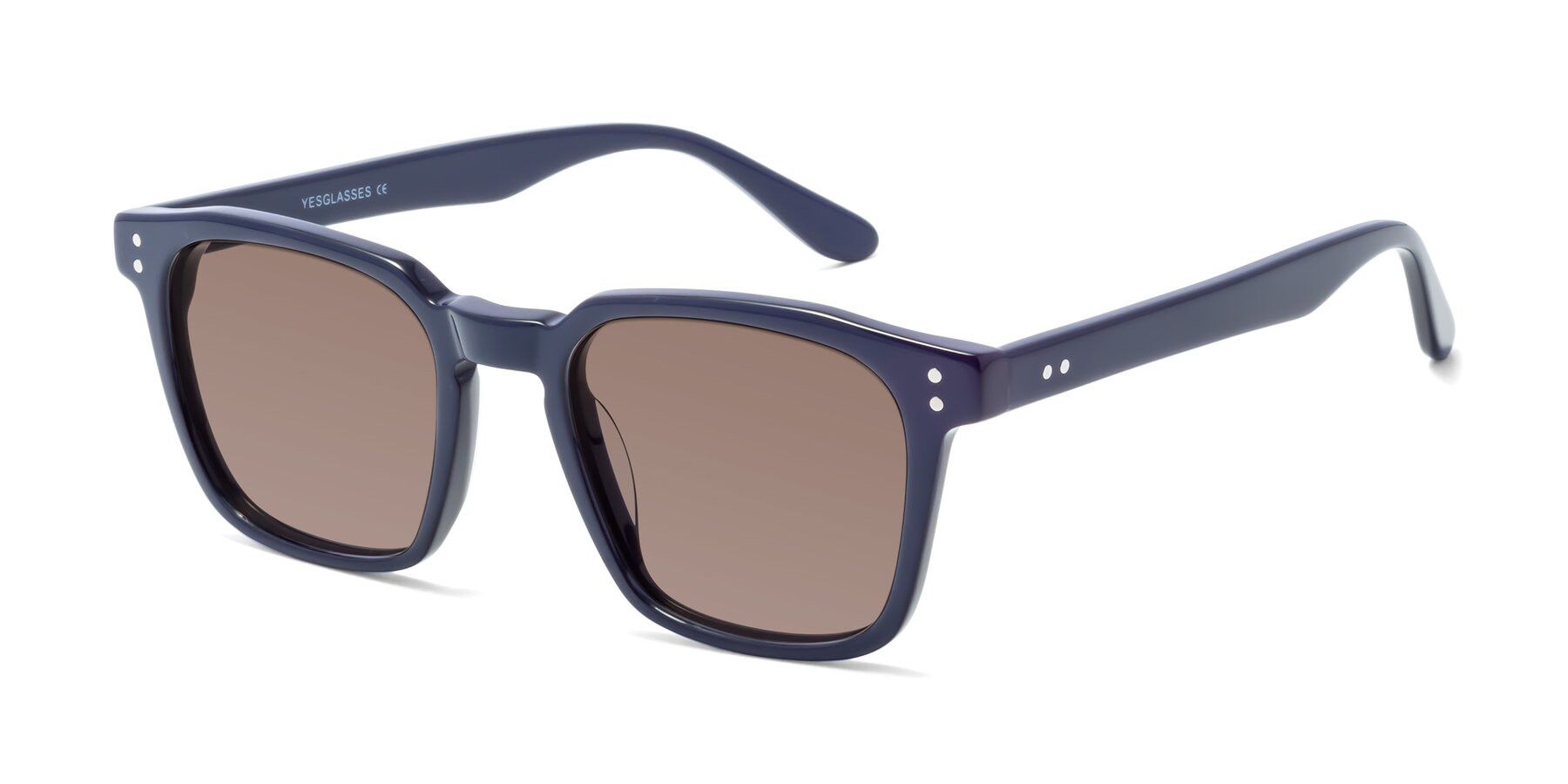 Angle of Riverside in Dark Blue with Medium Brown Tinted Lenses