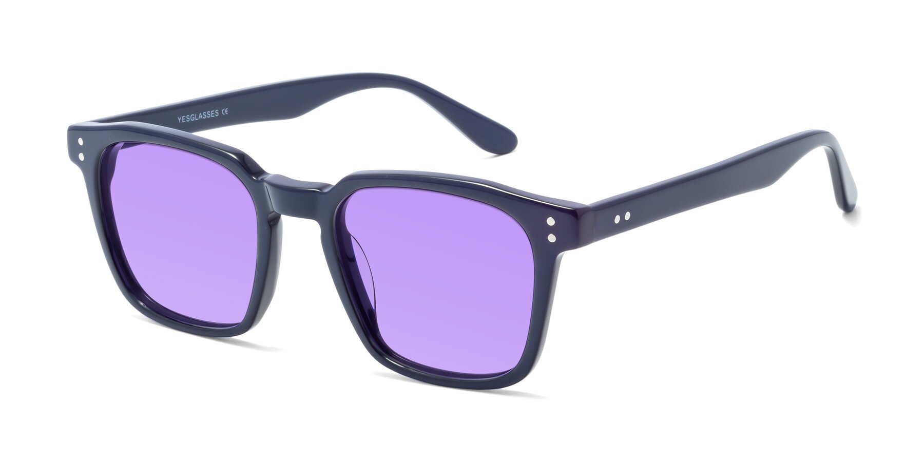 Angle of Riverside in Dark Blue with Medium Purple Tinted Lenses