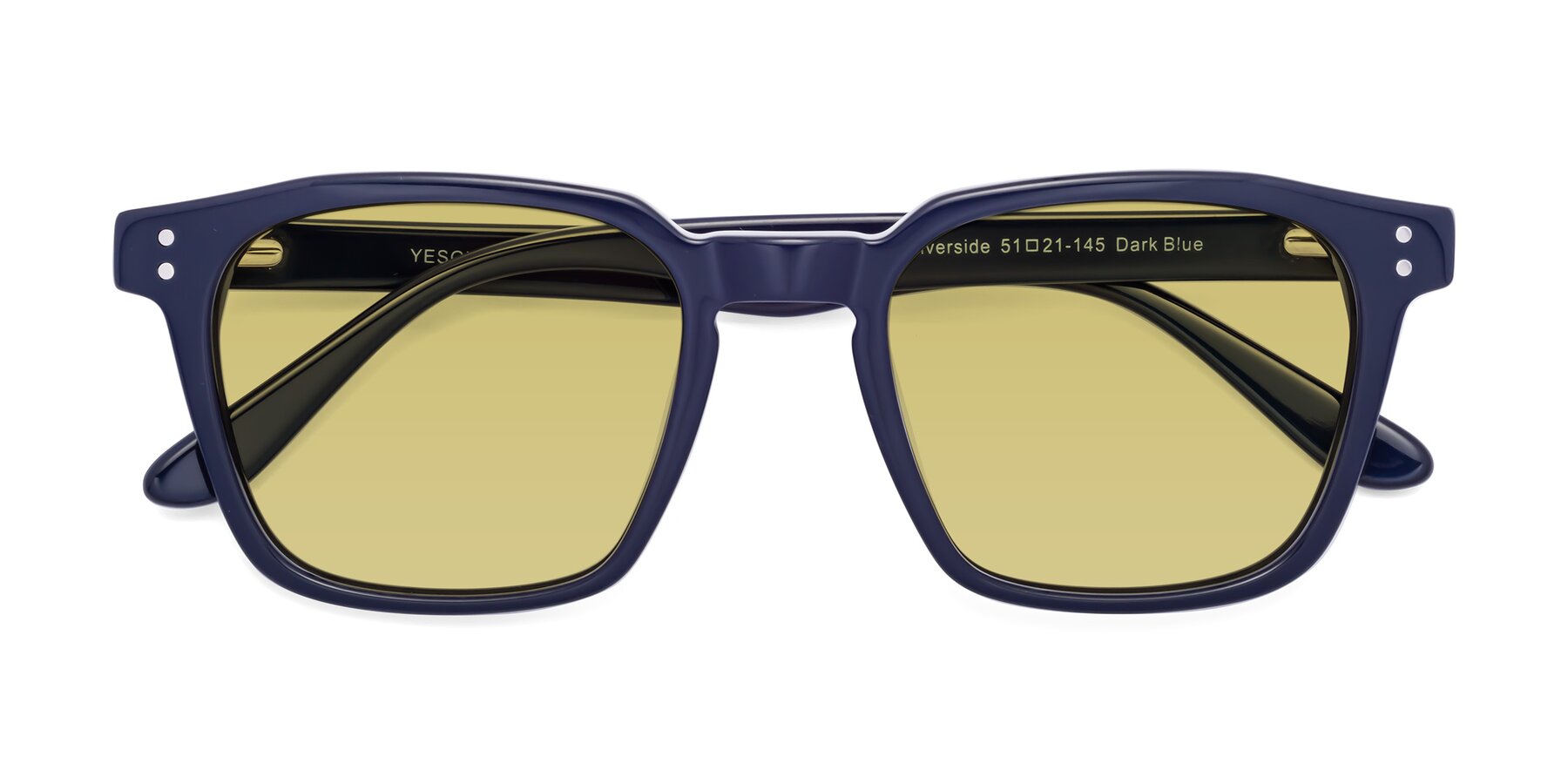 Folded Front of Riverside in Dark Blue with Medium Champagne Tinted Lenses