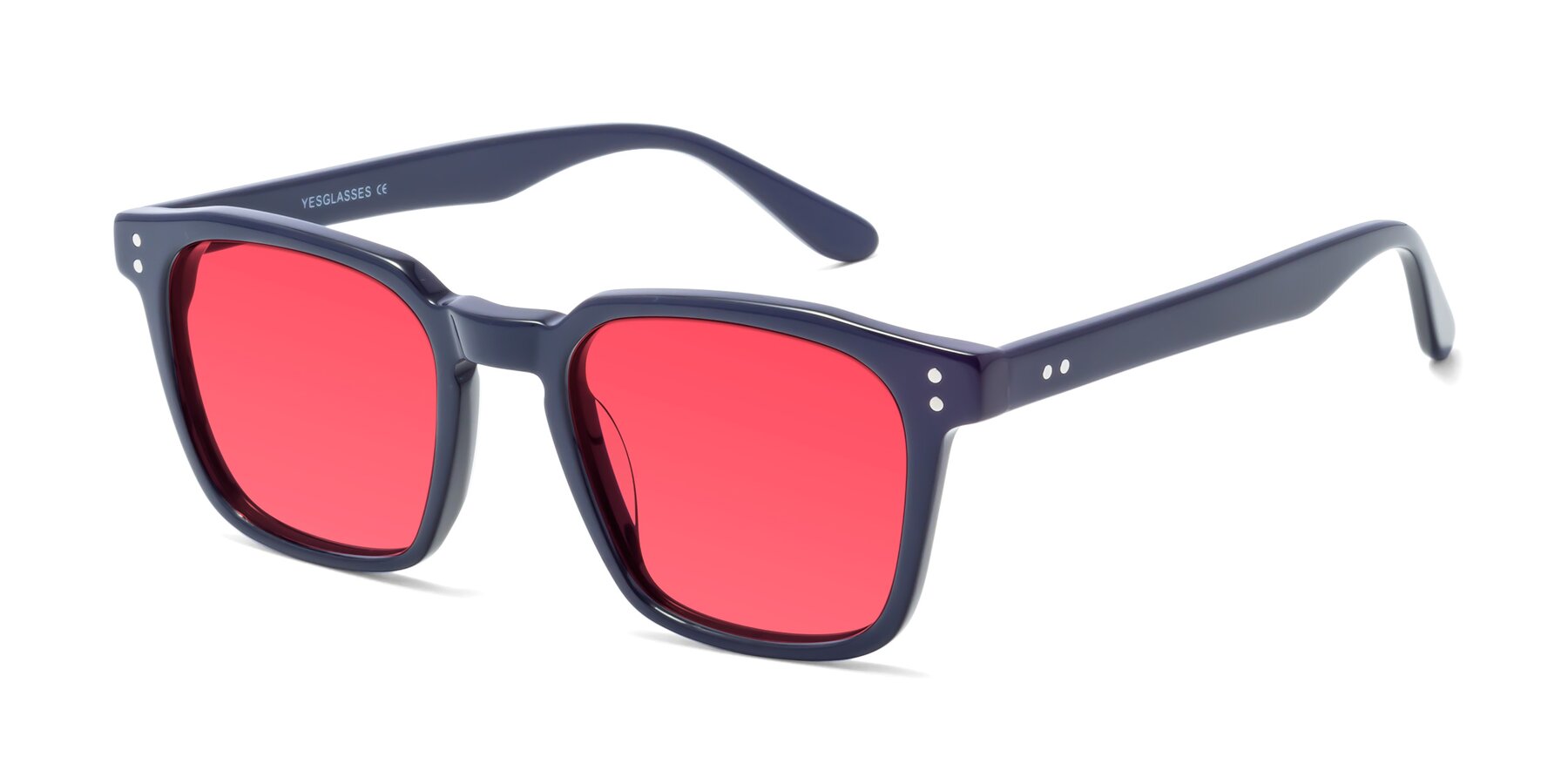 Angle of Riverside in Dark Blue with Red Tinted Lenses