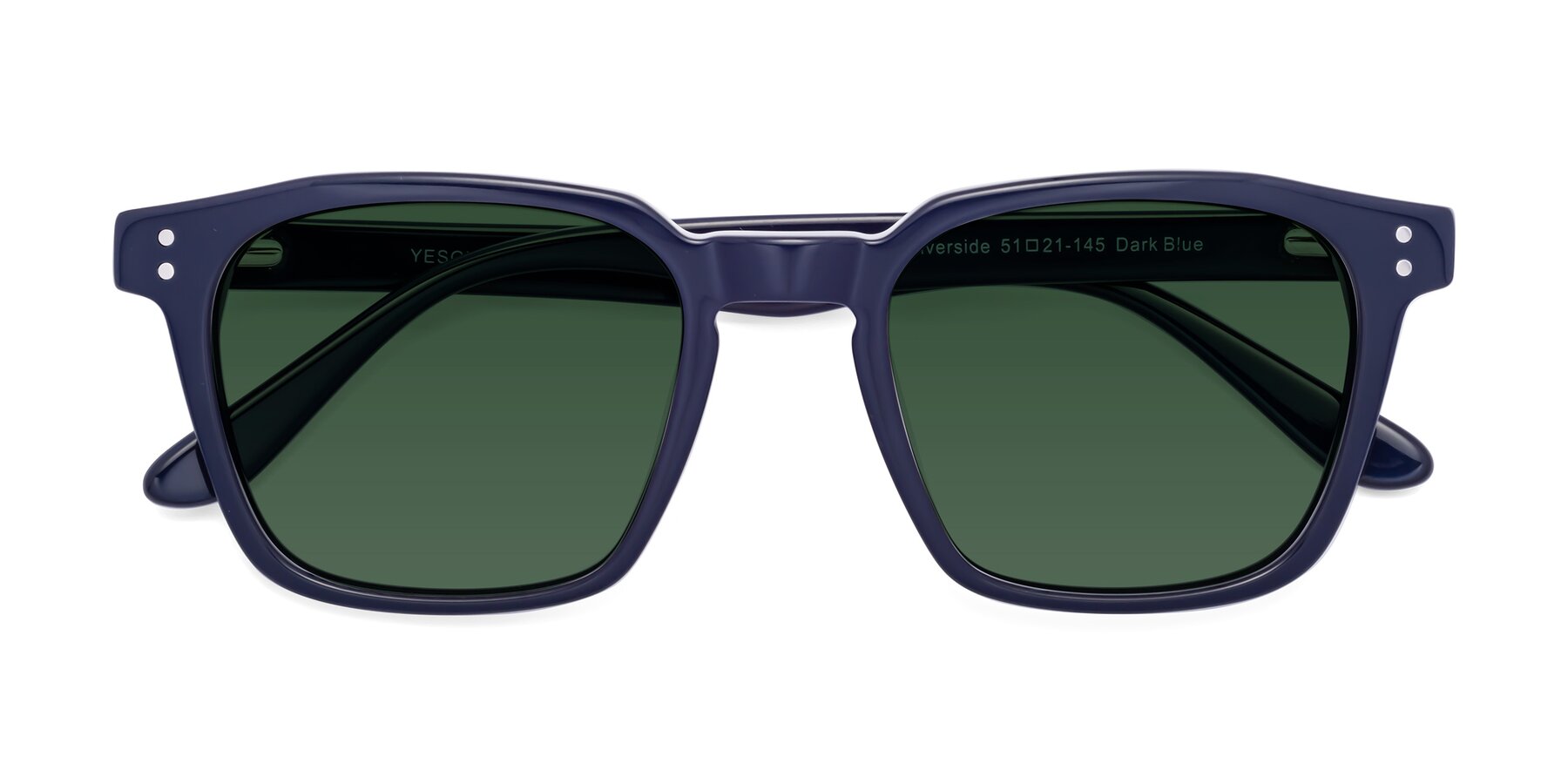 Folded Front of Riverside in Dark Blue with Green Tinted Lenses