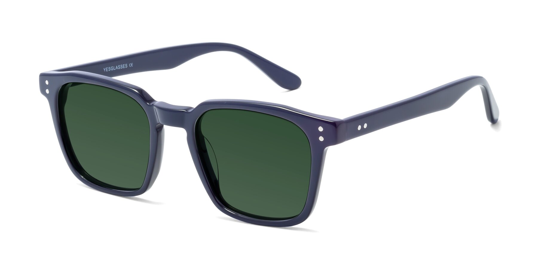 Angle of Riverside in Dark Blue with Green Tinted Lenses
