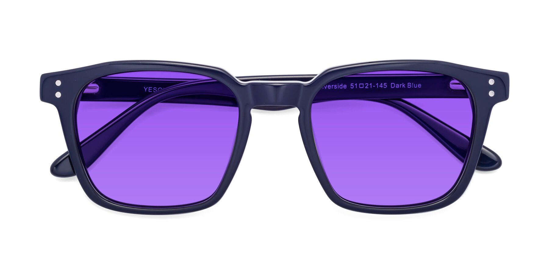 Folded Front of Riverside in Dark Blue with Purple Tinted Lenses