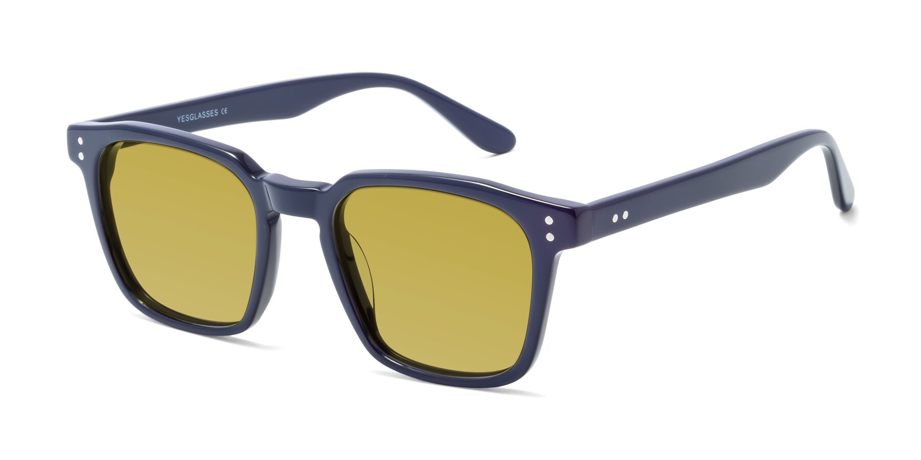 Angle of Riverside in Dark Blue with Champagne Tinted Lenses