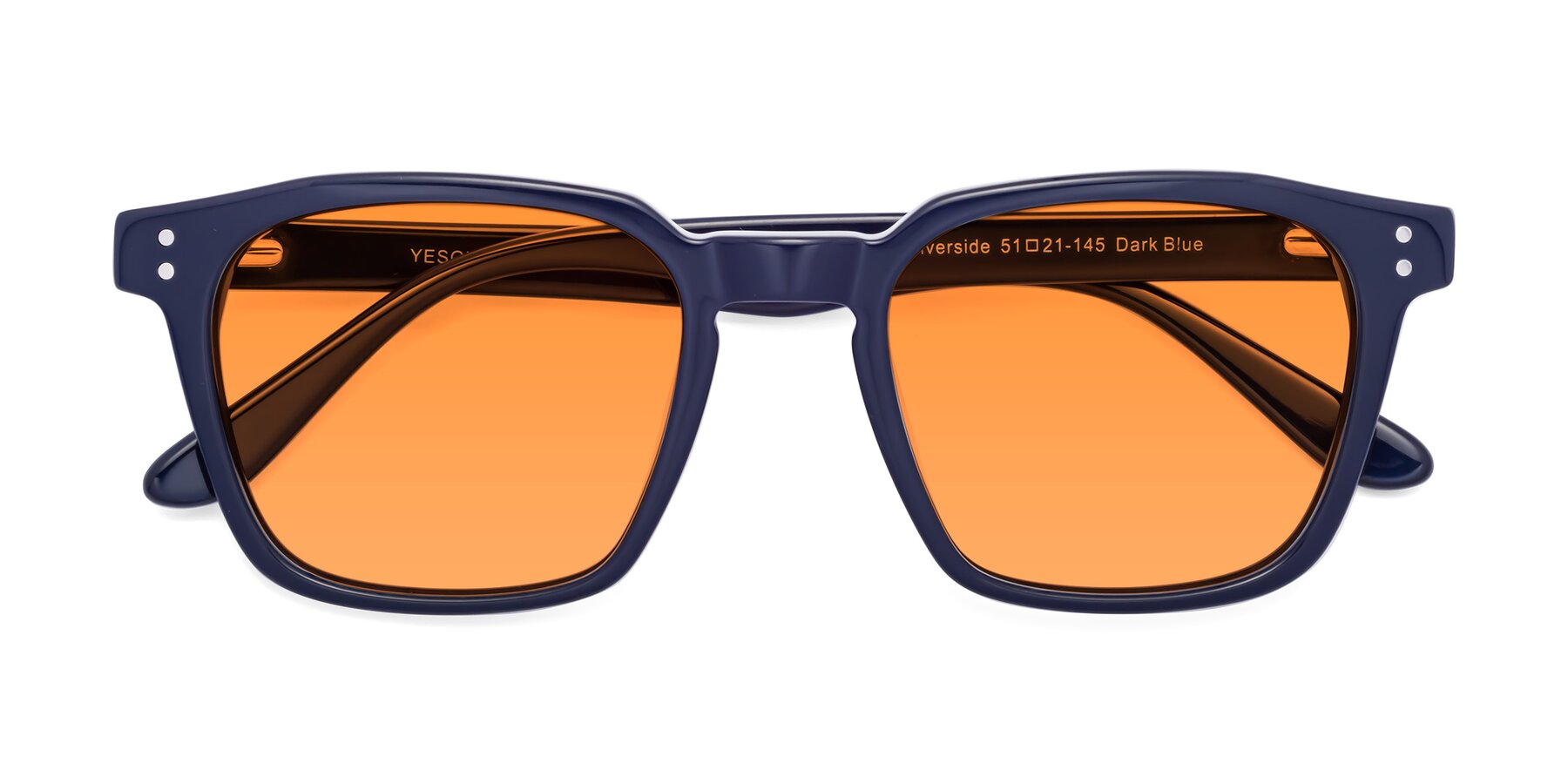 Folded Front of Riverside in Dark Blue with Orange Tinted Lenses