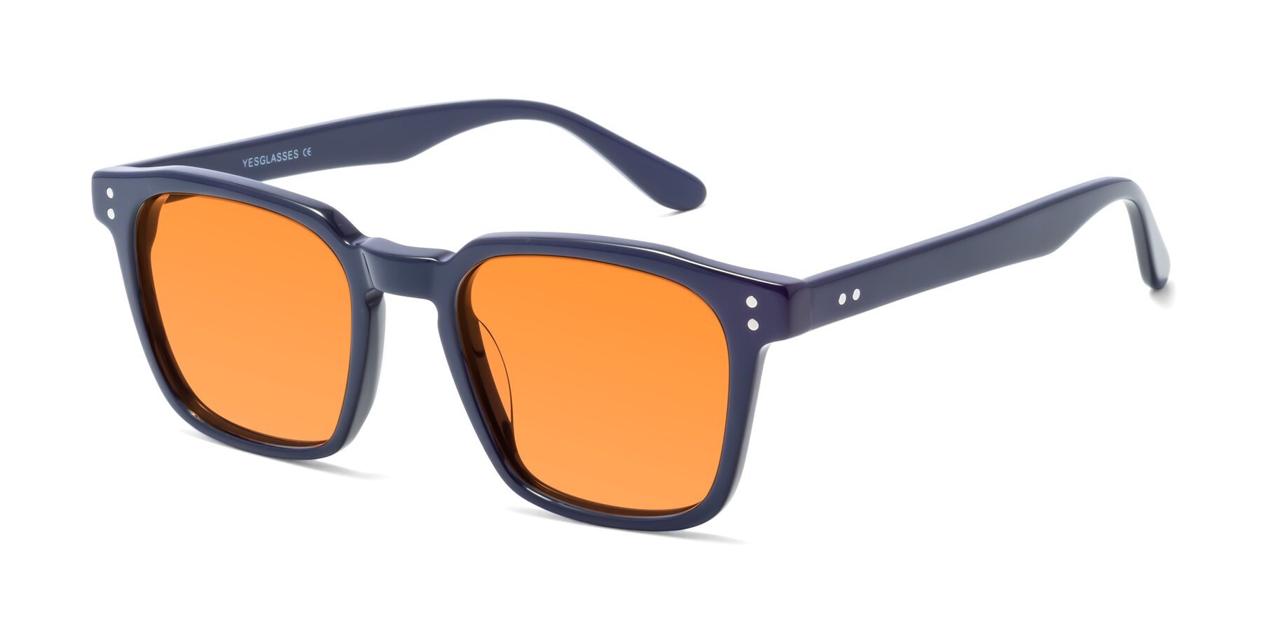 Angle of Riverside in Dark Blue with Orange Tinted Lenses