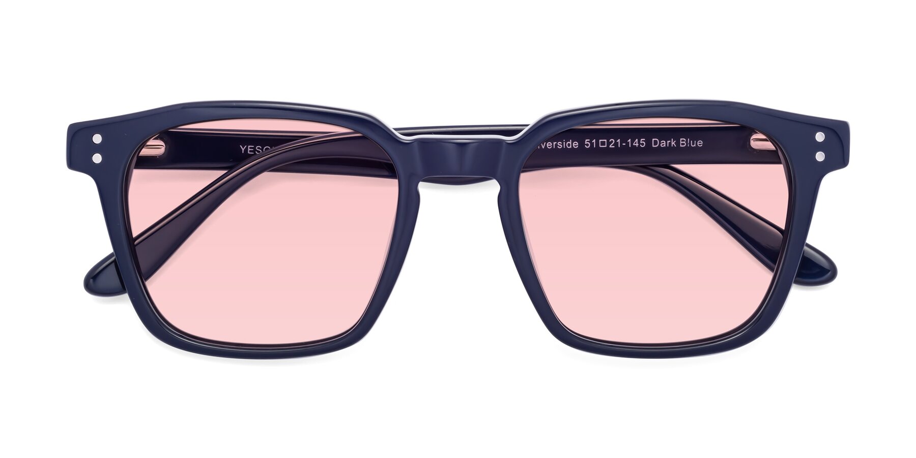 Folded Front of Riverside in Dark Blue with Light Garnet Tinted Lenses