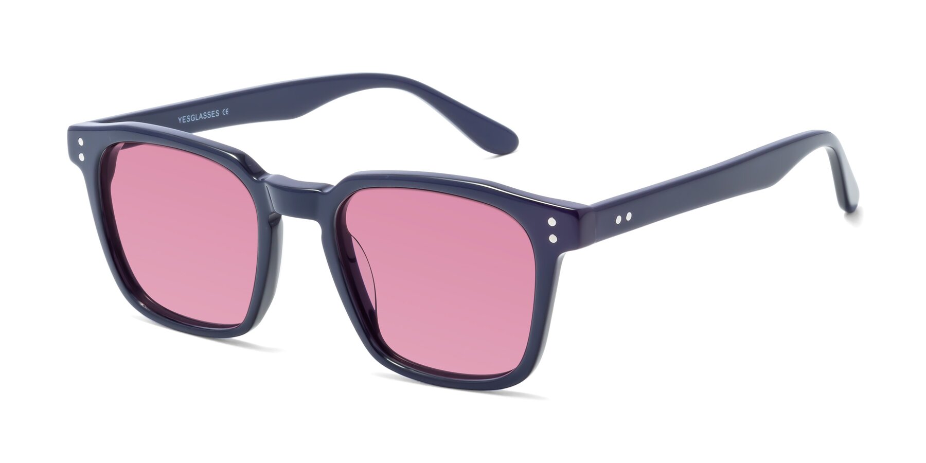 Angle of Riverside in Dark Blue with Medium Wine Tinted Lenses