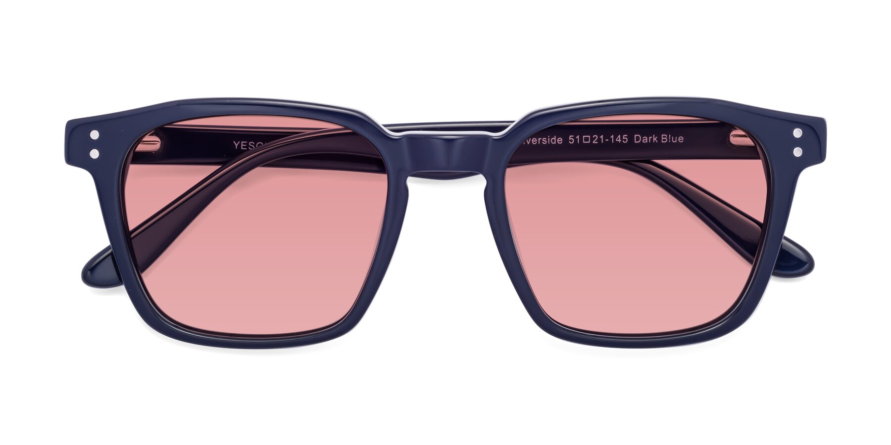 Folded Front of Riverside in Dark Blue with Medium Garnet Tinted Lenses