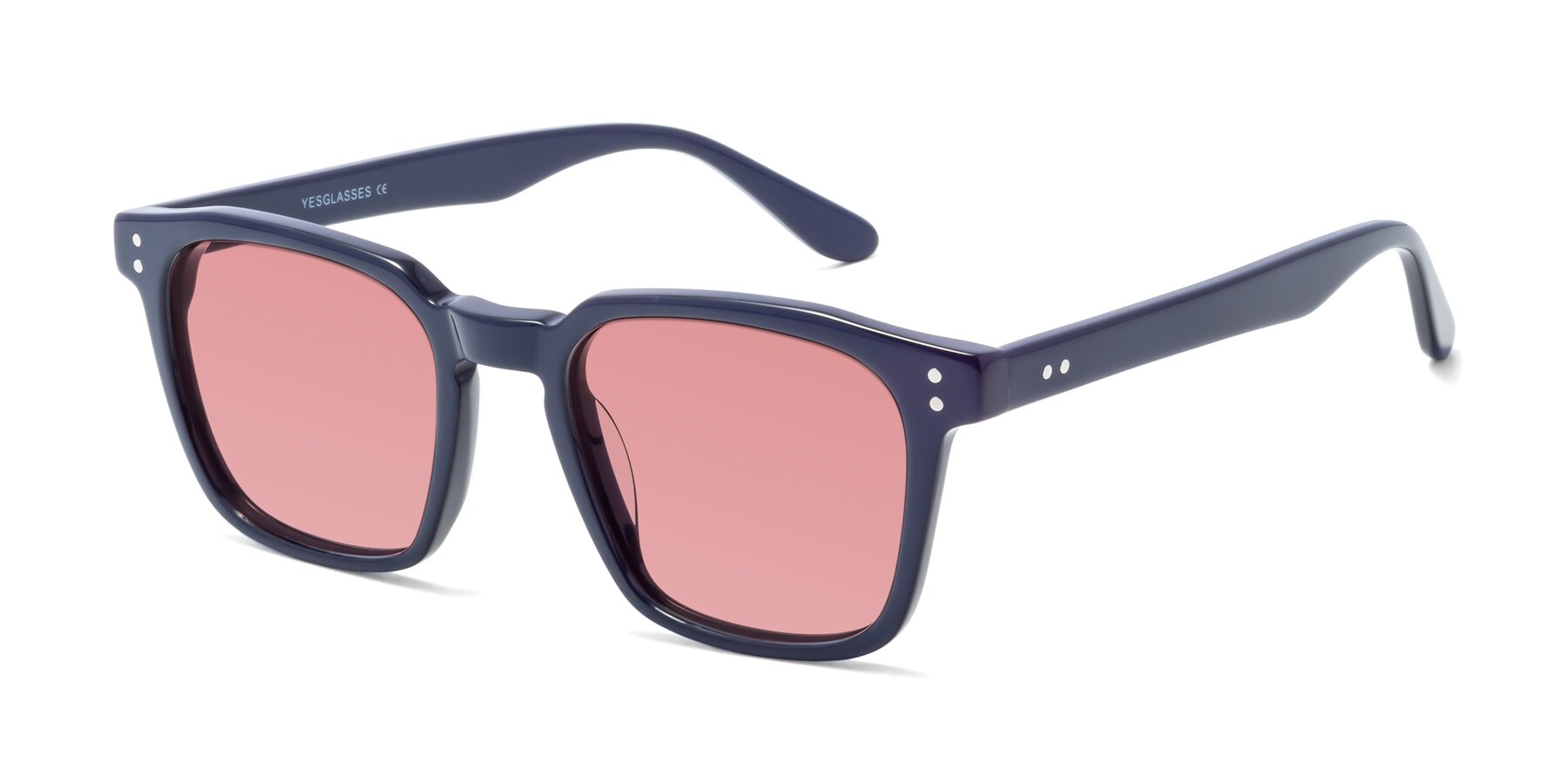 Angle of Riverside in Dark Blue with Medium Garnet Tinted Lenses