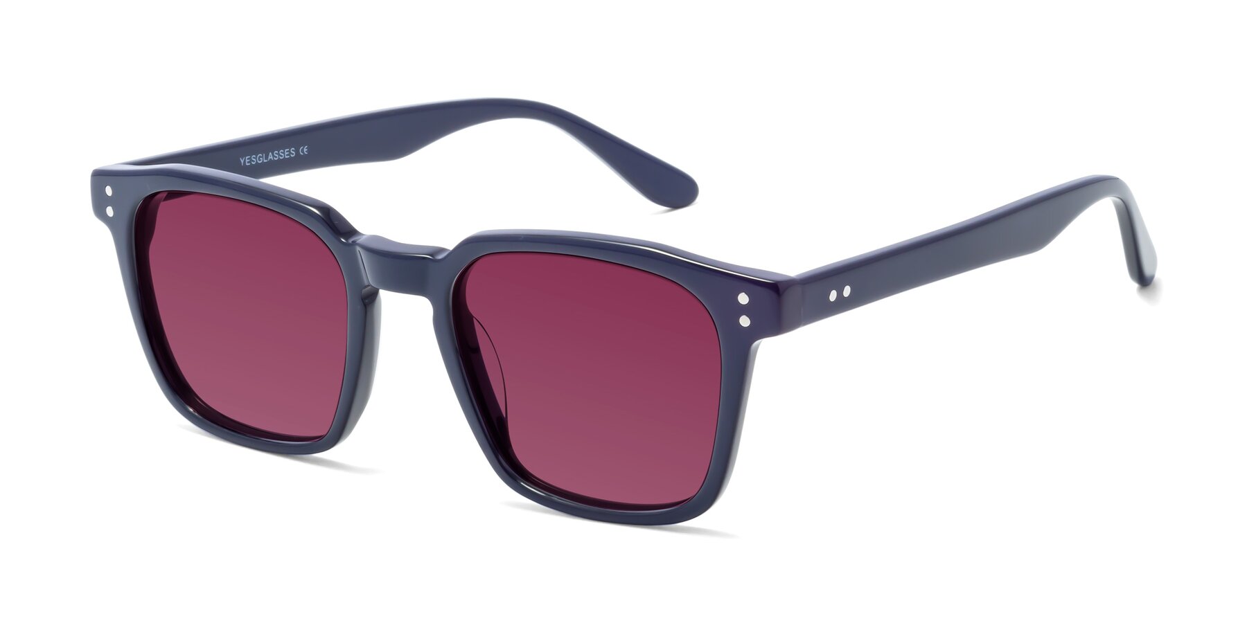 Angle of Riverside in Dark Blue with Wine Tinted Lenses