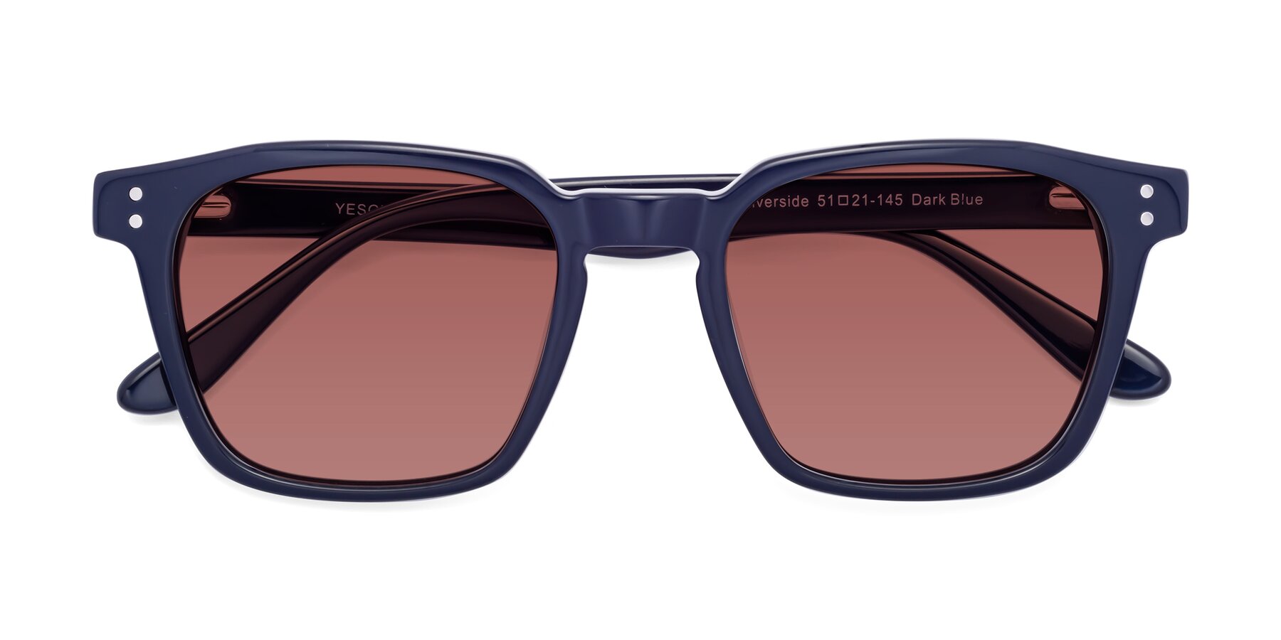 Folded Front of Riverside in Dark Blue with Garnet Tinted Lenses