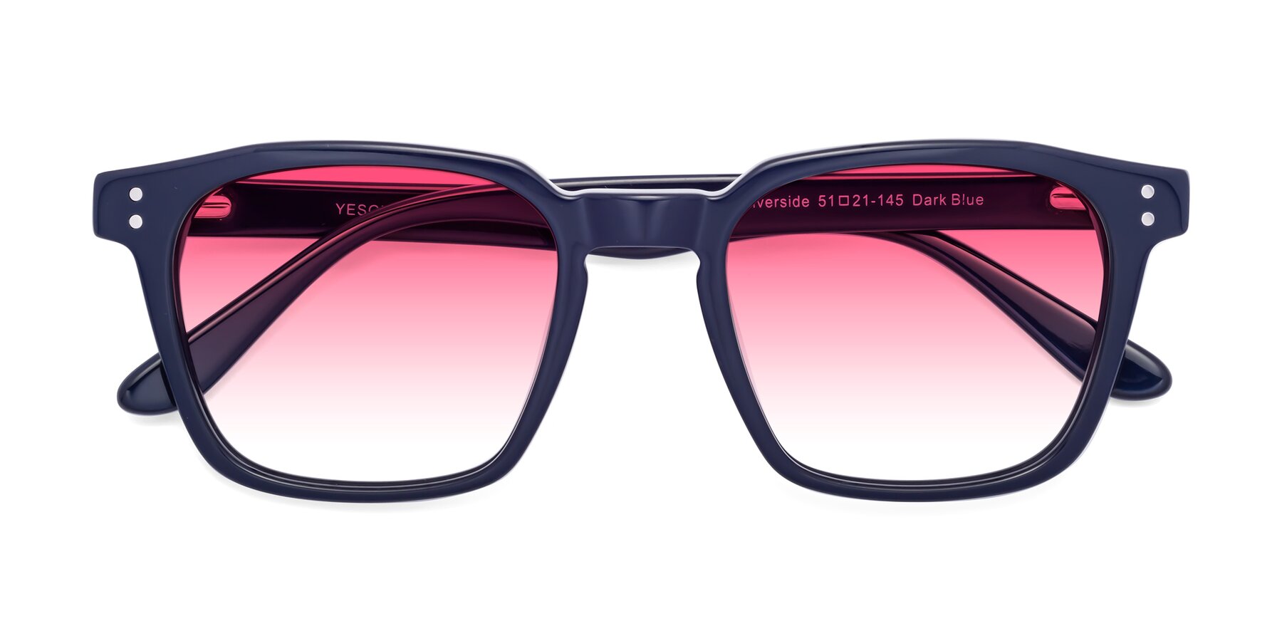 Folded Front of Riverside in Dark Blue with Pink Gradient Lenses