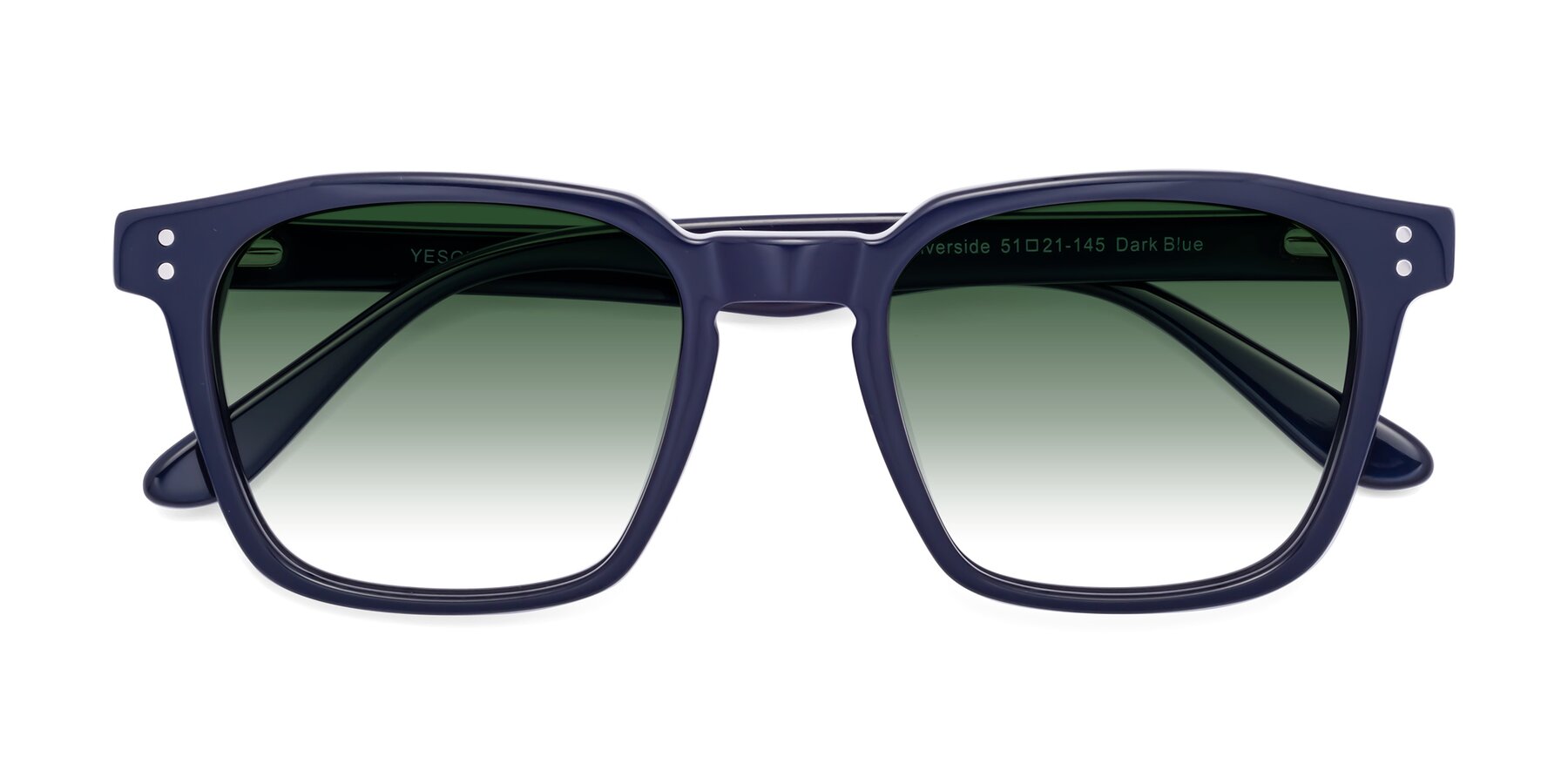Folded Front of Riverside in Dark Blue with Green Gradient Lenses