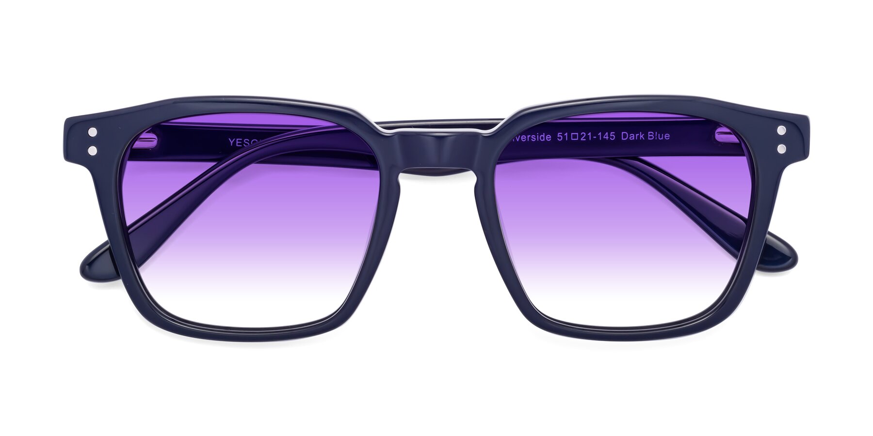 Folded Front of Riverside in Dark Blue with Purple Gradient Lenses