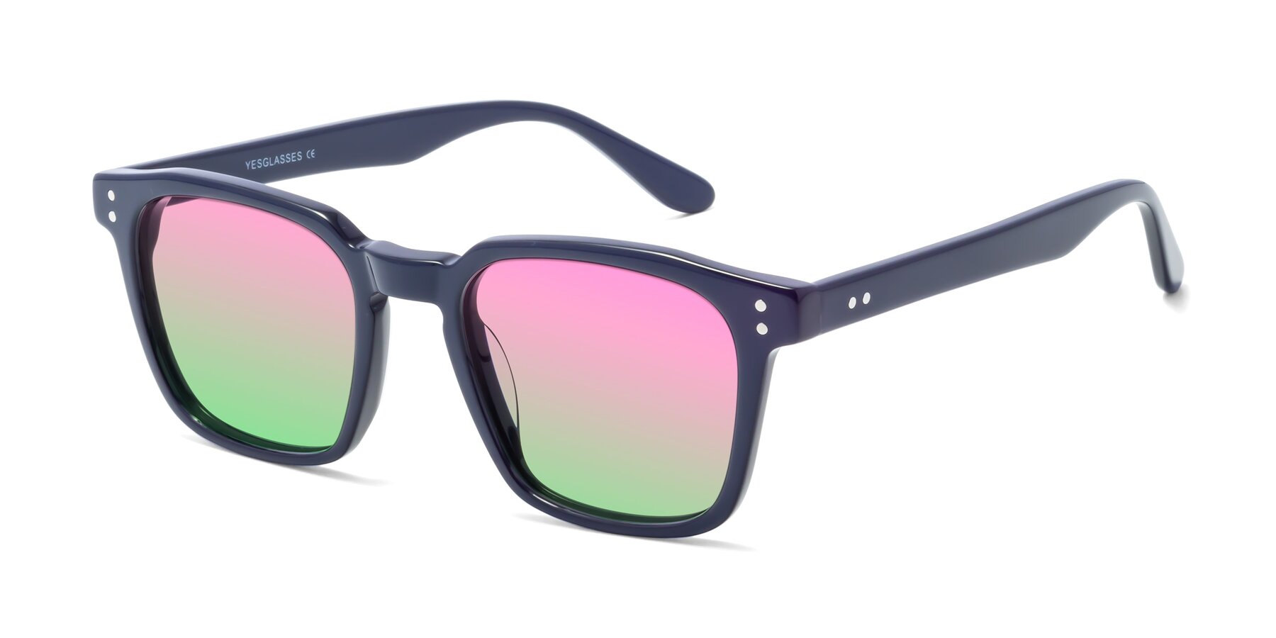 Angle of Riverside in Dark Blue with Pink / Green Gradient Lenses