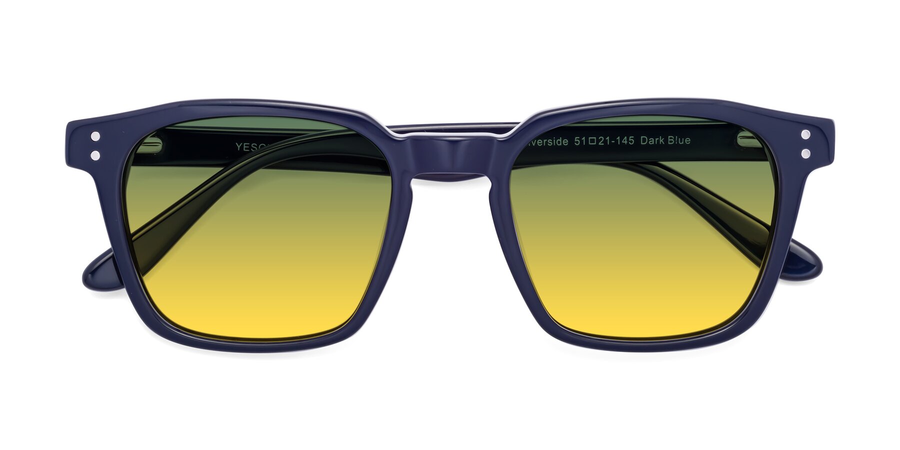 Folded Front of Riverside in Dark Blue with Green / Yellow Gradient Lenses
