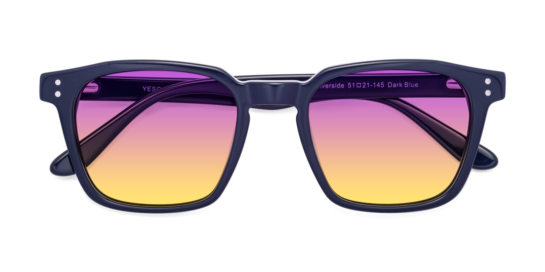 Folded Front of Riverside in Dark Blue with Purple / Yellow Gradient Lenses