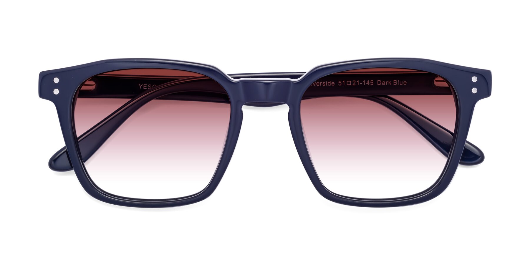 Folded Front of Riverside in Dark Blue with Garnet Gradient Lenses