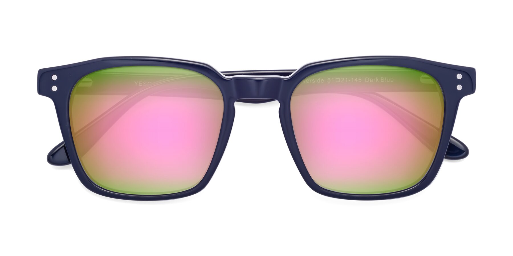 Folded Front of Riverside in Dark Blue with Pink Mirrored Lenses