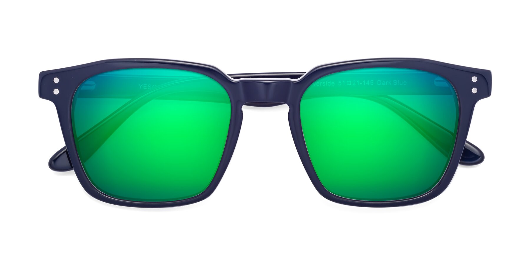 Folded Front of Riverside in Dark Blue with Green Mirrored Lenses