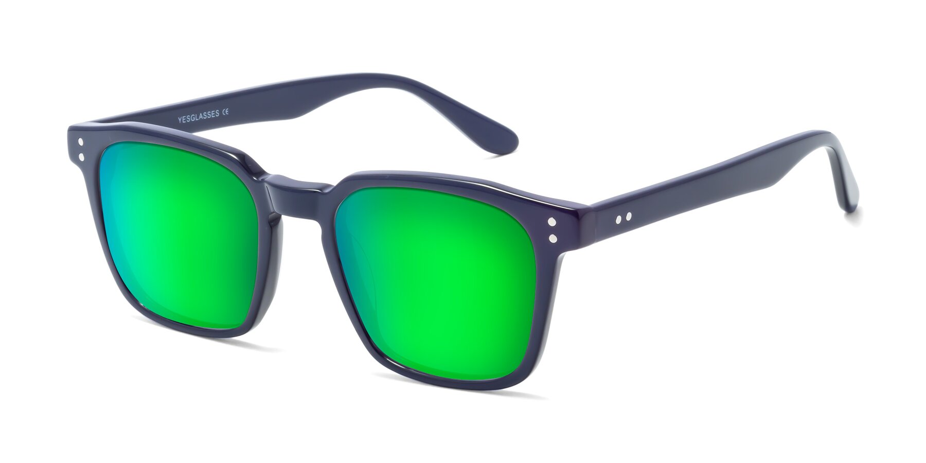 Angle of Riverside in Dark Blue with Green Mirrored Lenses