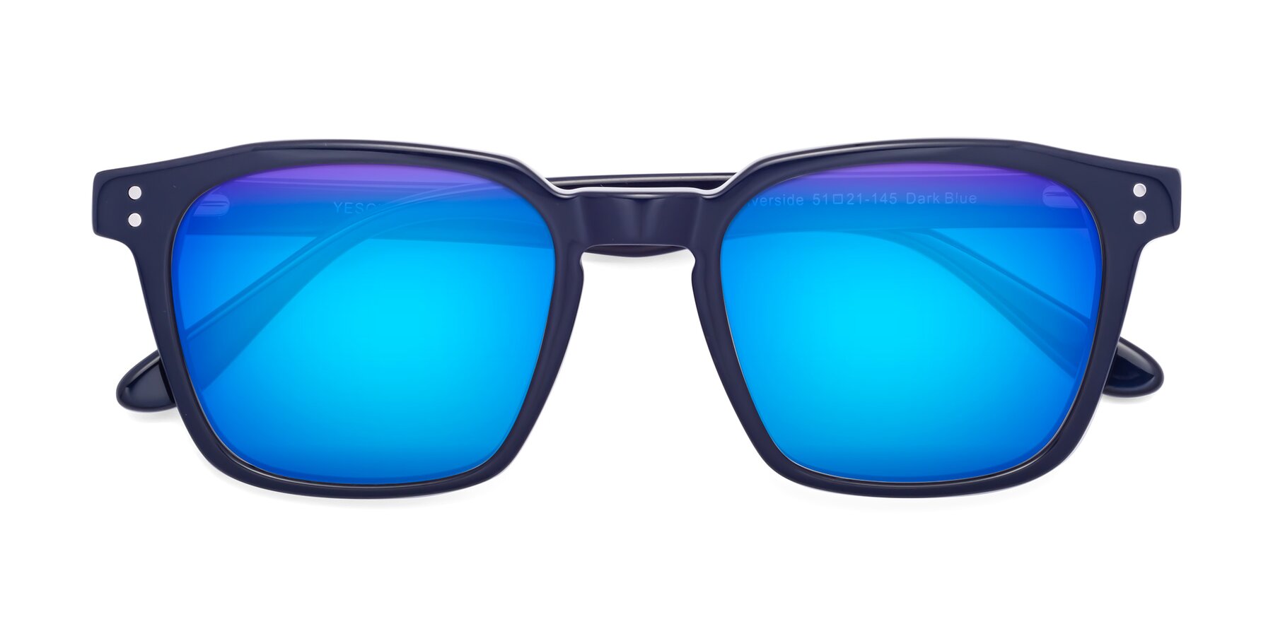 Folded Front of Riverside in Dark Blue with Blue Mirrored Lenses
