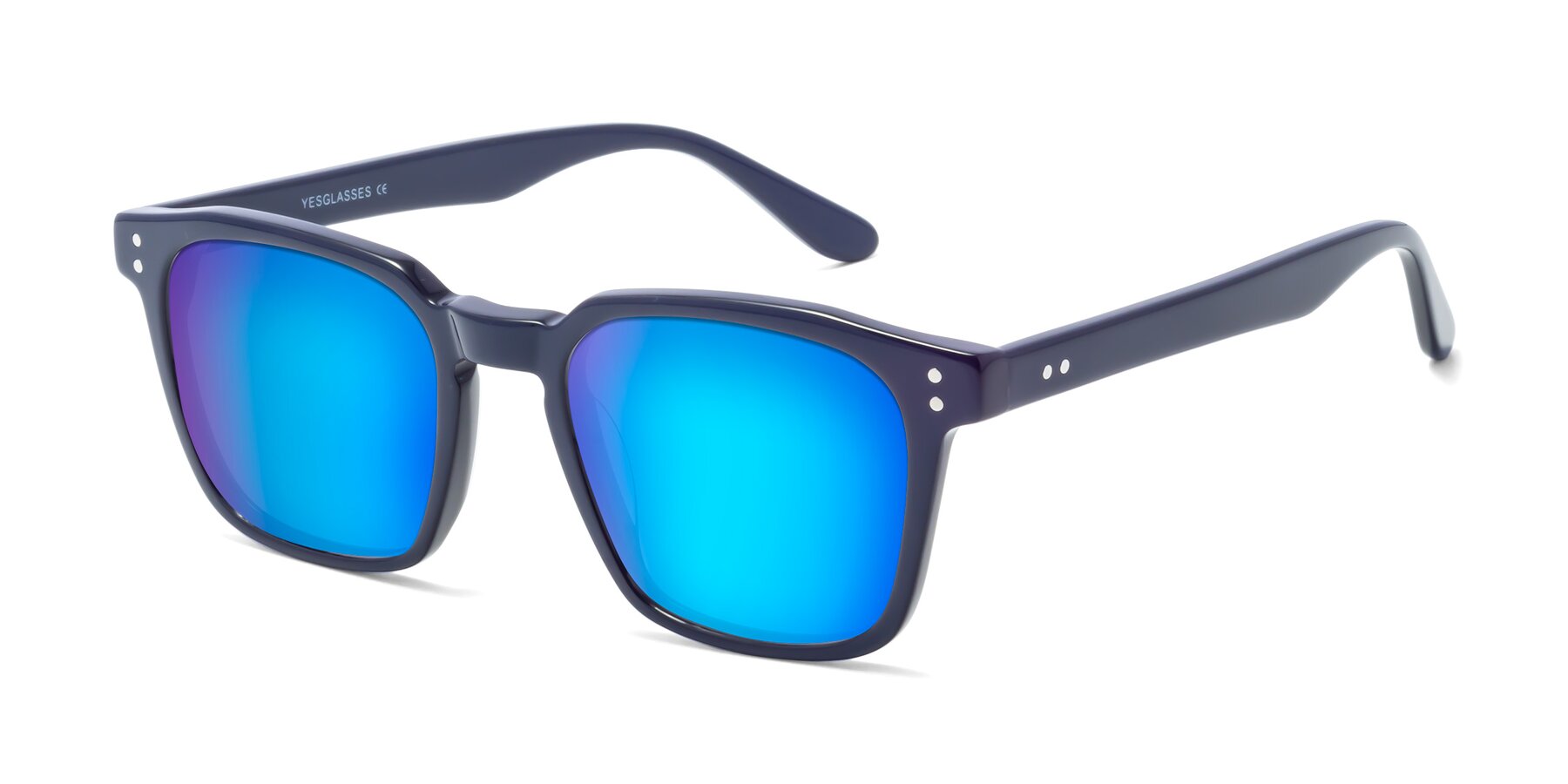 Angle of Riverside in Dark Blue with Blue Mirrored Lenses
