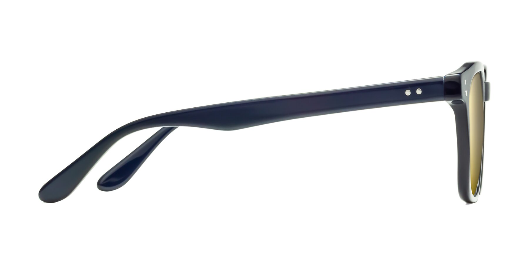 Side of Riverside in Dark Blue with Gold Mirrored Lenses