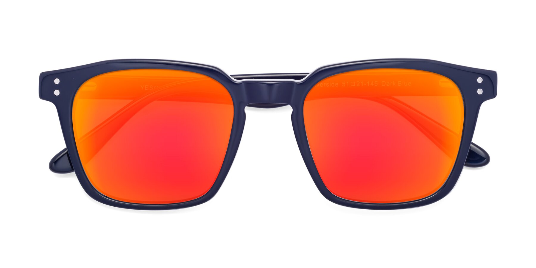Folded Front of Riverside in Dark Blue with Red Gold Mirrored Lenses