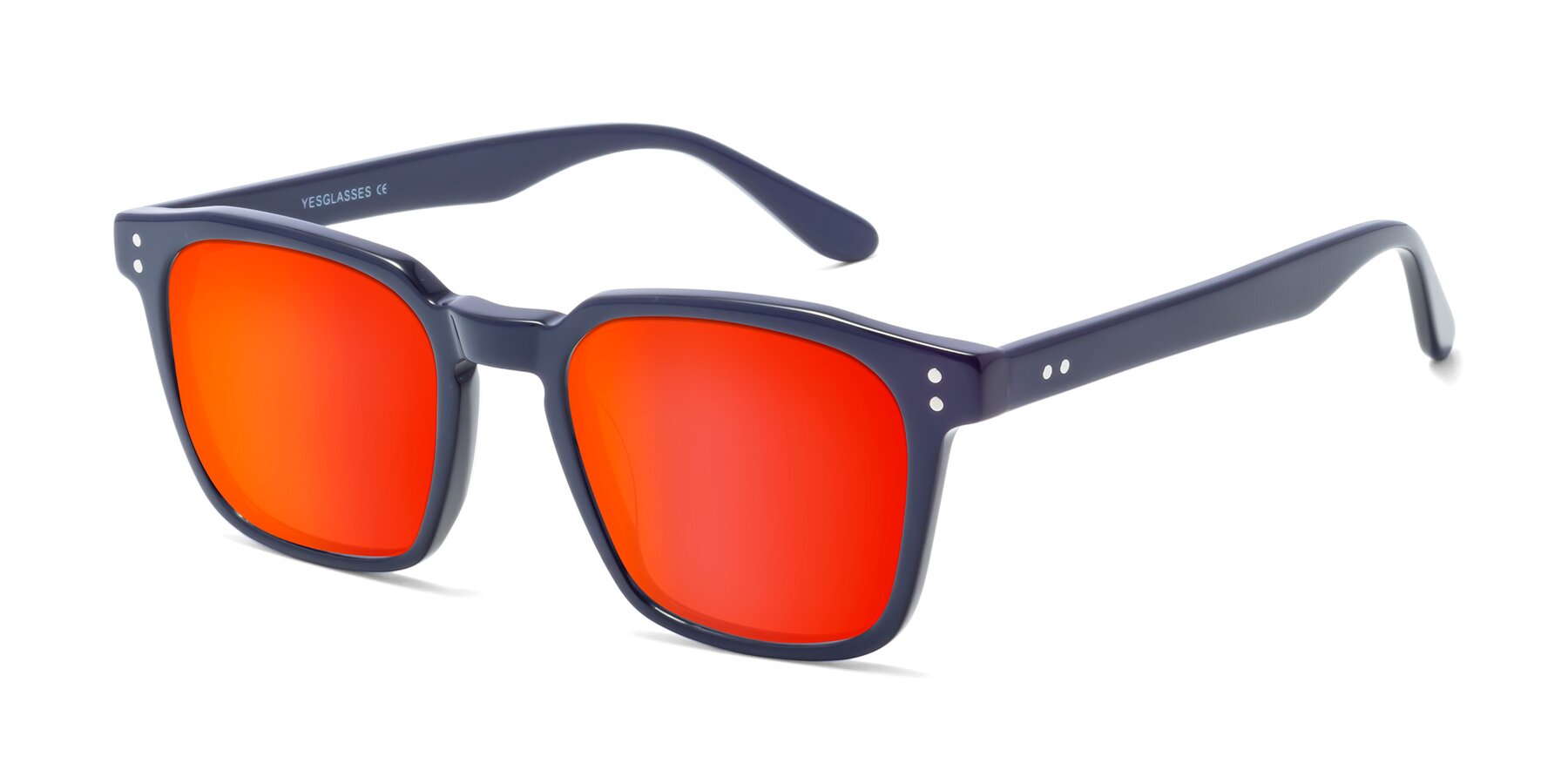 Angle of Riverside in Dark Blue with Red Gold Mirrored Lenses