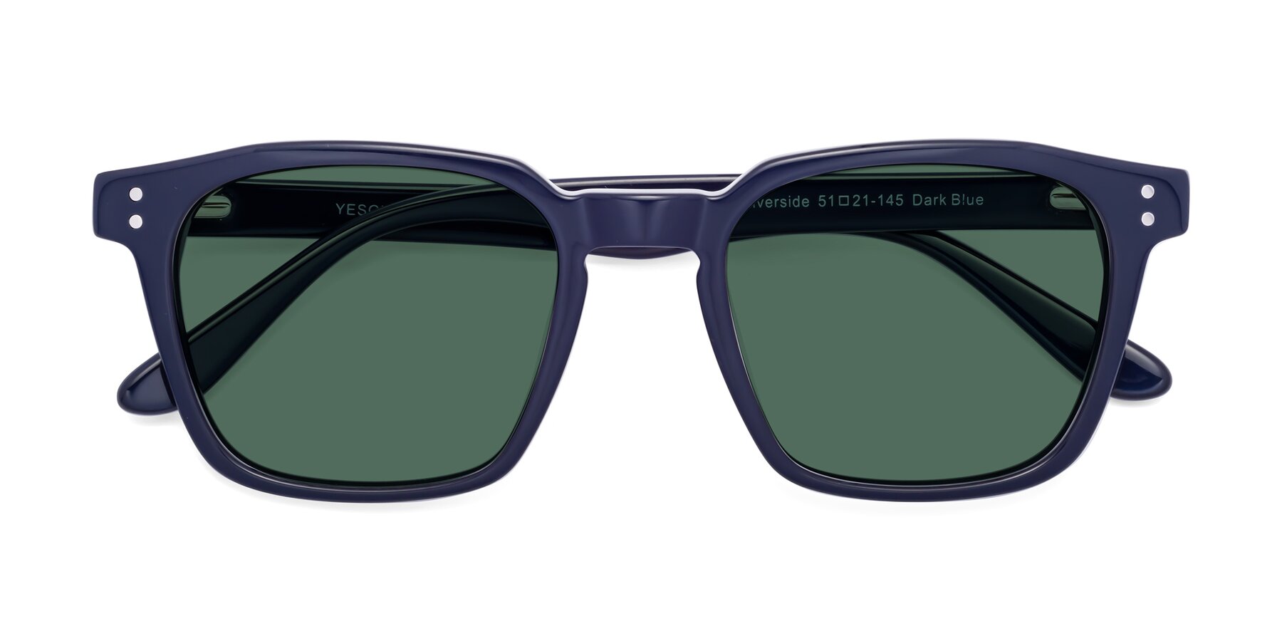 Folded Front of Riverside in Dark Blue with Green Polarized Lenses