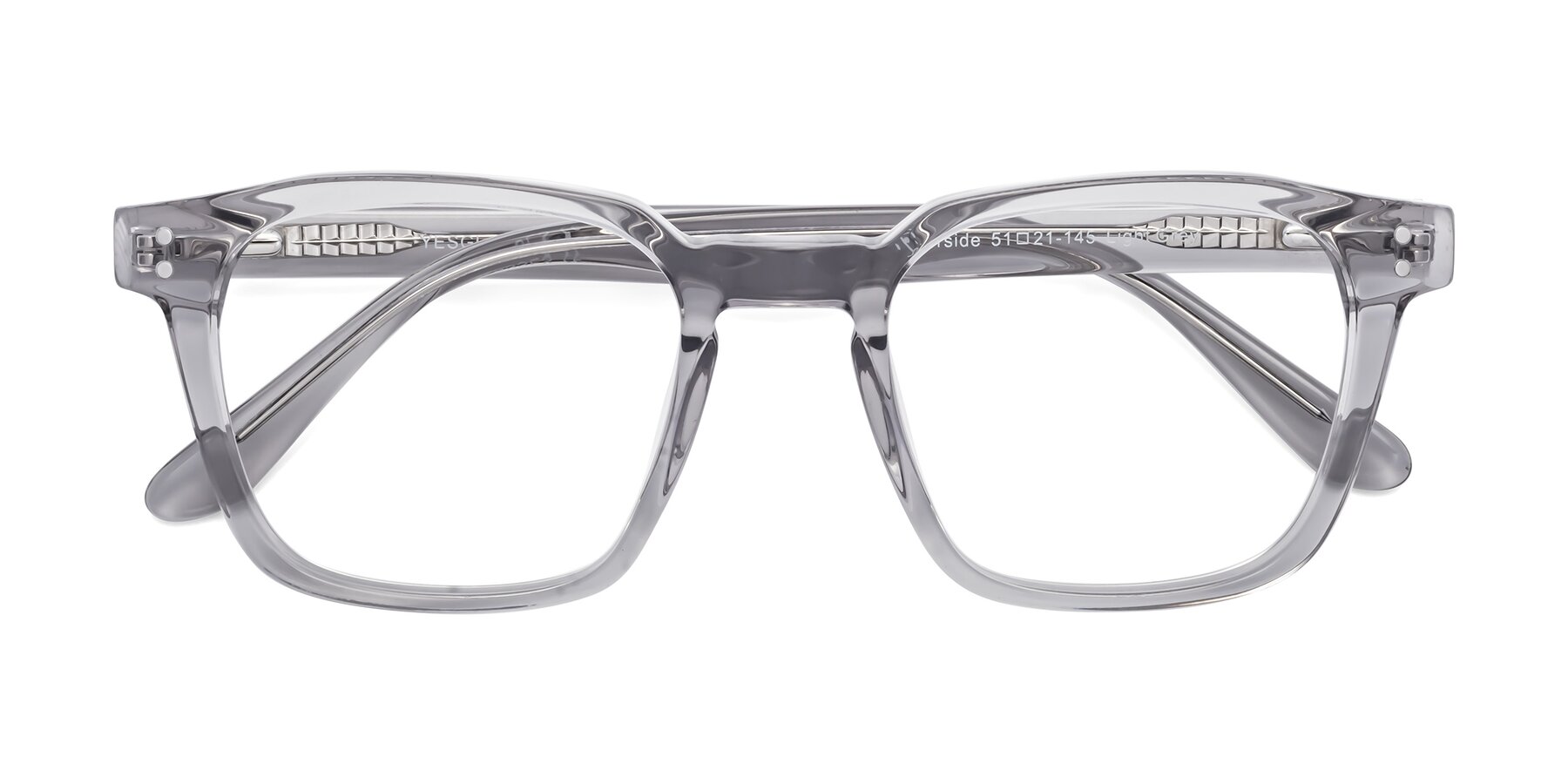 Folded Front of Riverside in Light Gray with Clear Eyeglass Lenses