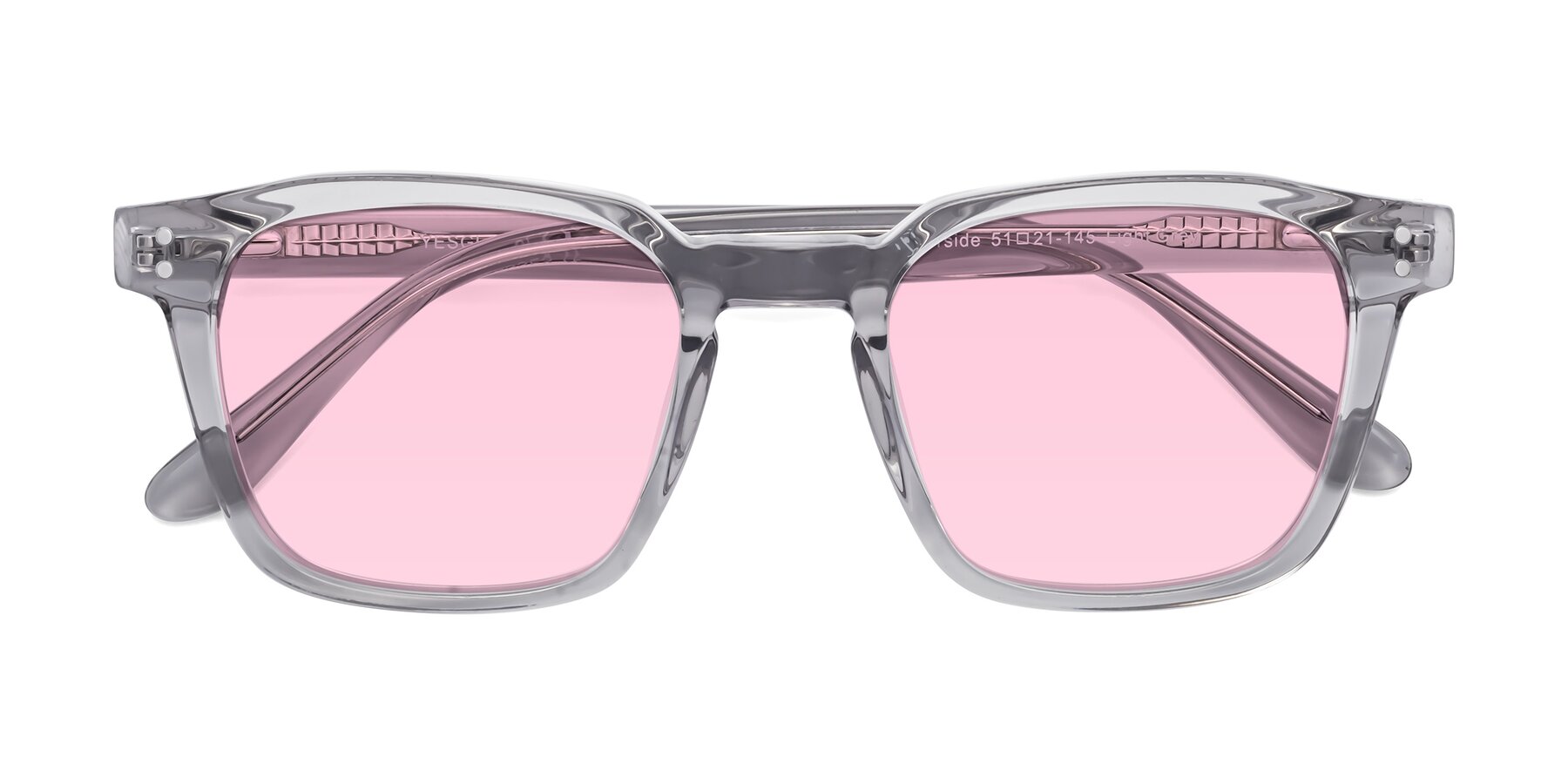 Folded Front of Riverside in Light Gray with Light Pink Tinted Lenses