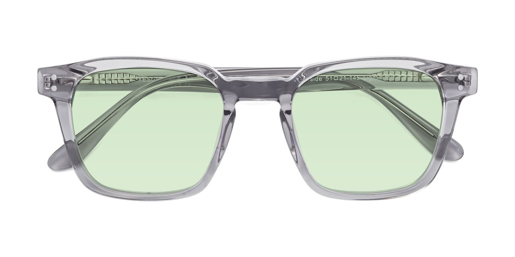 Folded Front of Riverside in Light Gray with Light Green Tinted Lenses