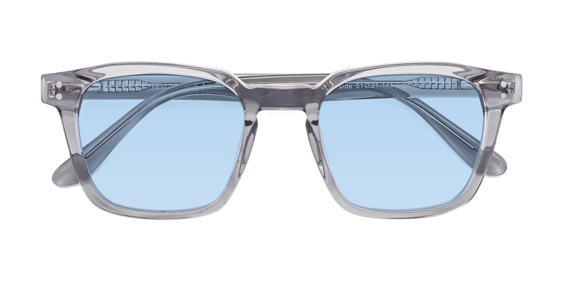 Folded Front of Riverside in Light Gray with Light Blue Tinted Lenses