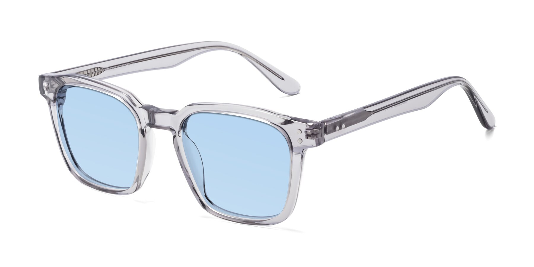 Angle of Riverside in Light Gray with Light Blue Tinted Lenses