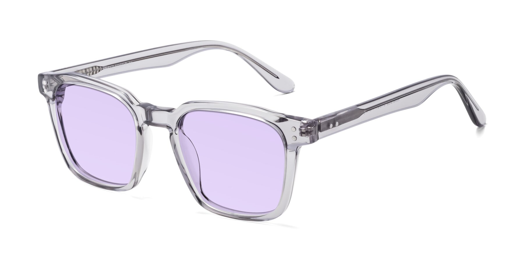 Angle of Riverside in Light Gray with Light Purple Tinted Lenses