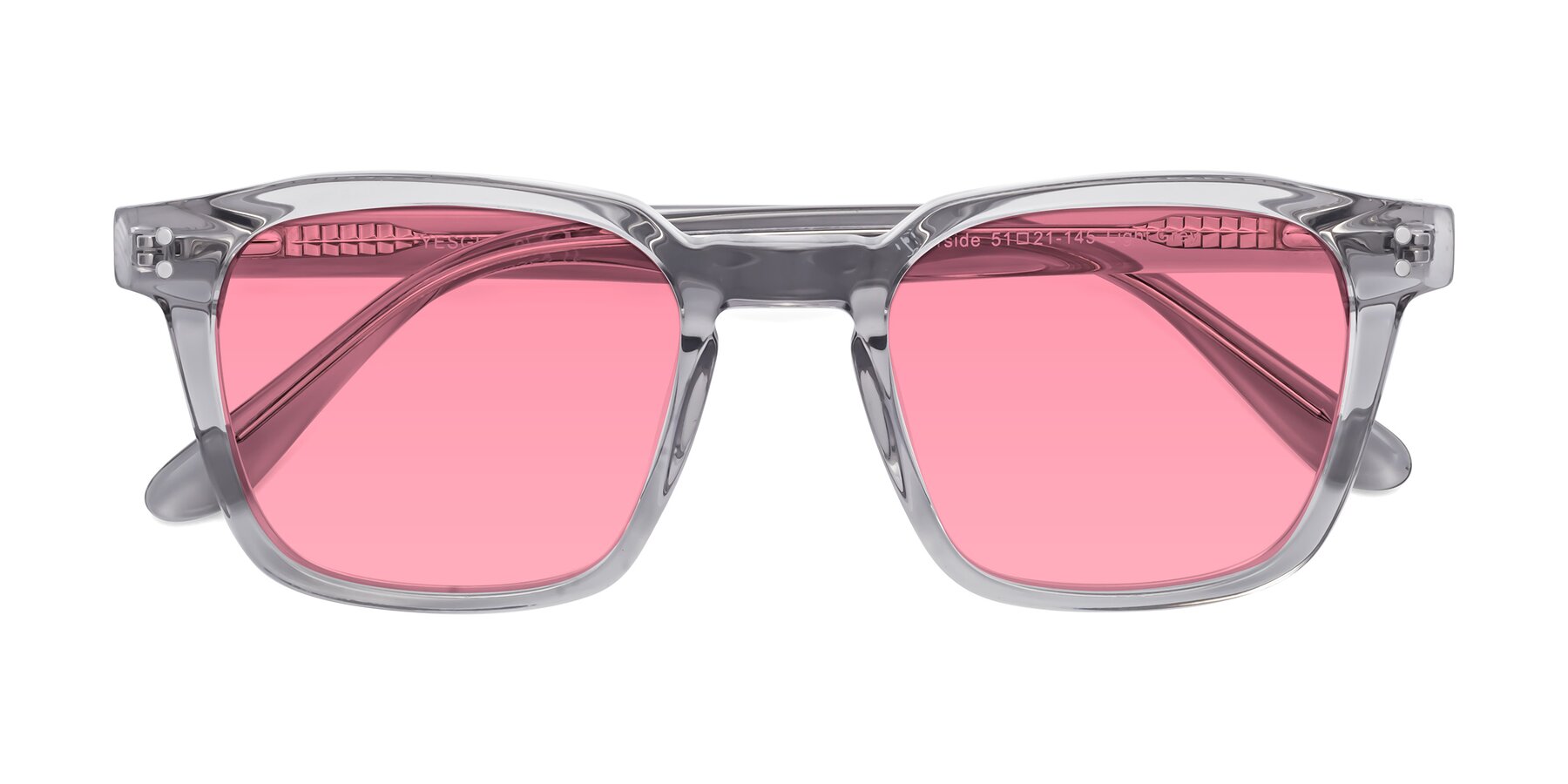 Folded Front of Riverside in Light Gray with Pink Tinted Lenses