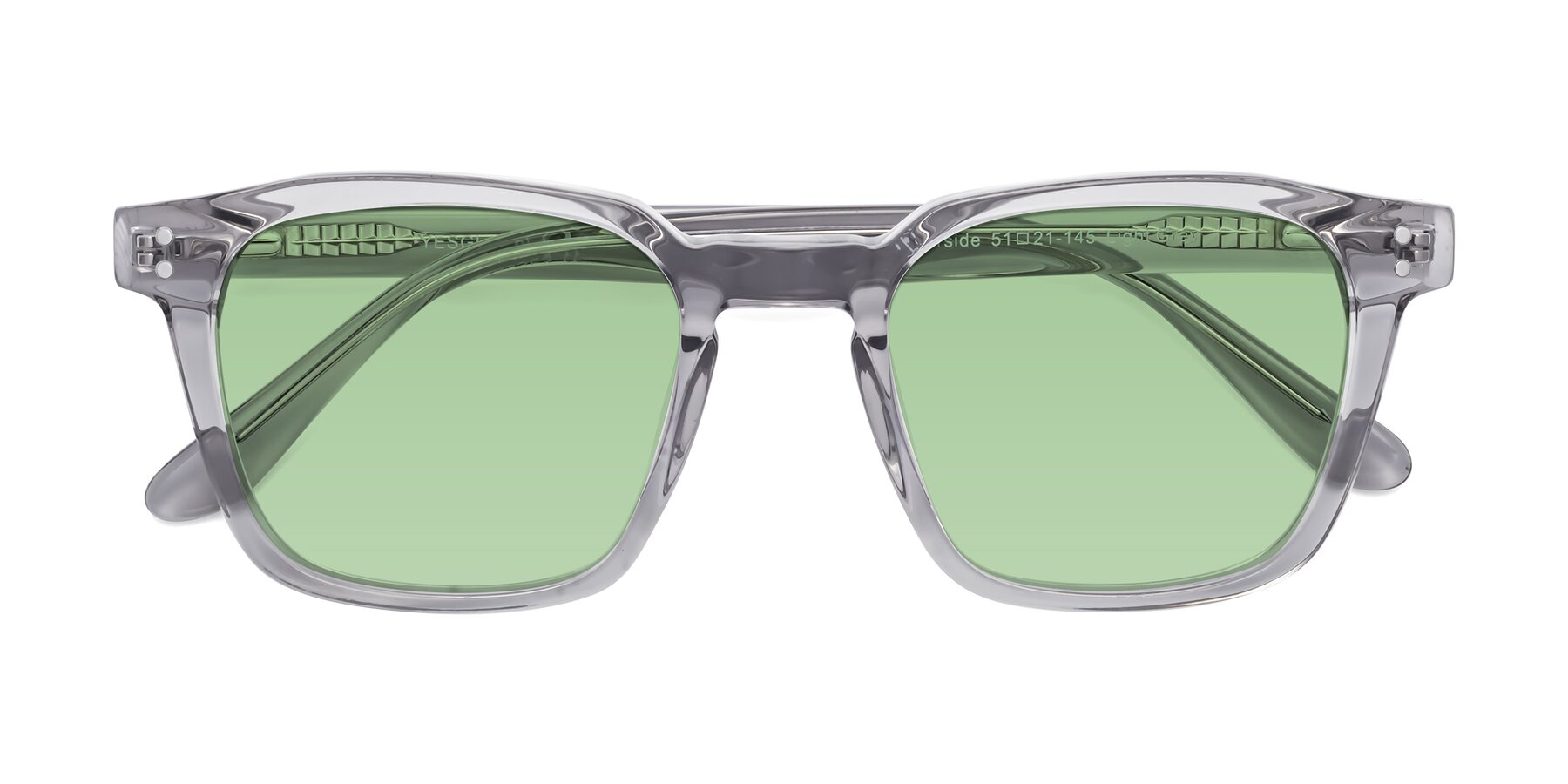 Folded Front of Riverside in Light Gray with Medium Green Tinted Lenses