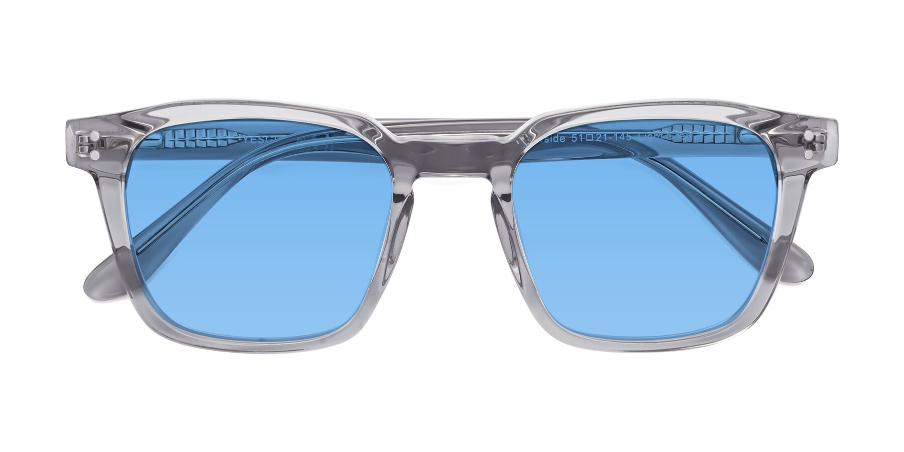 Folded Front of Riverside in Light Gray with Medium Blue Tinted Lenses