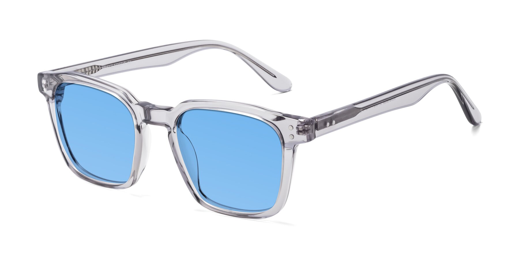 Angle of Riverside in Light Gray with Medium Blue Tinted Lenses
