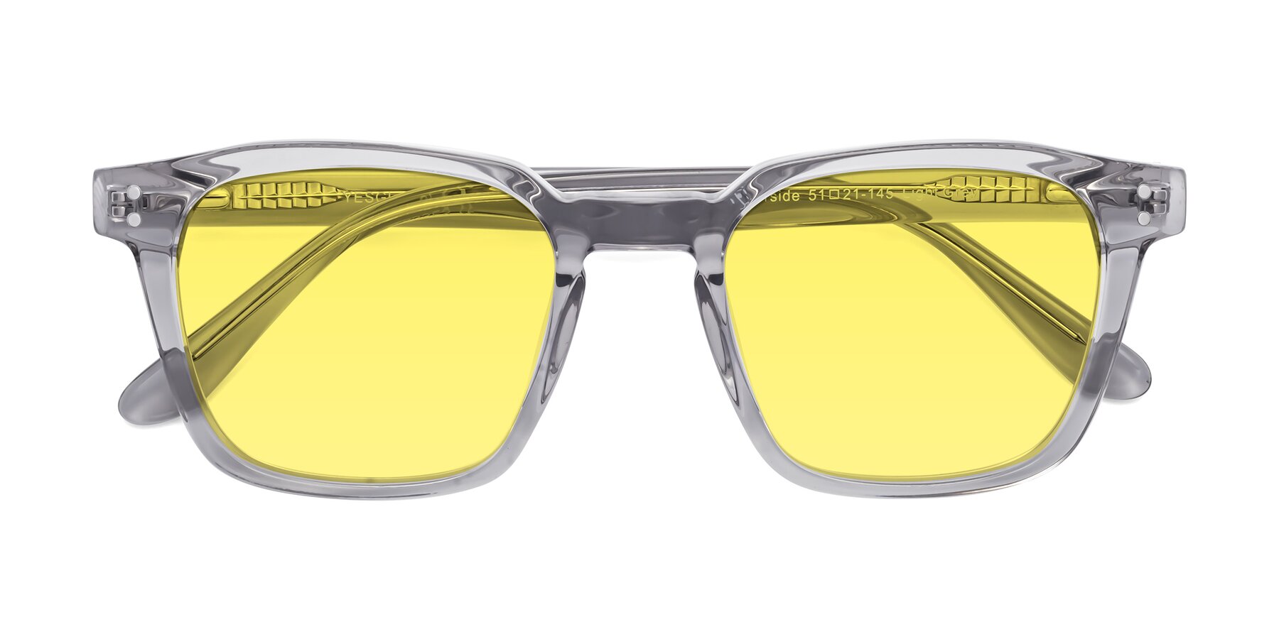 Folded Front of Riverside in Light Gray with Medium Yellow Tinted Lenses