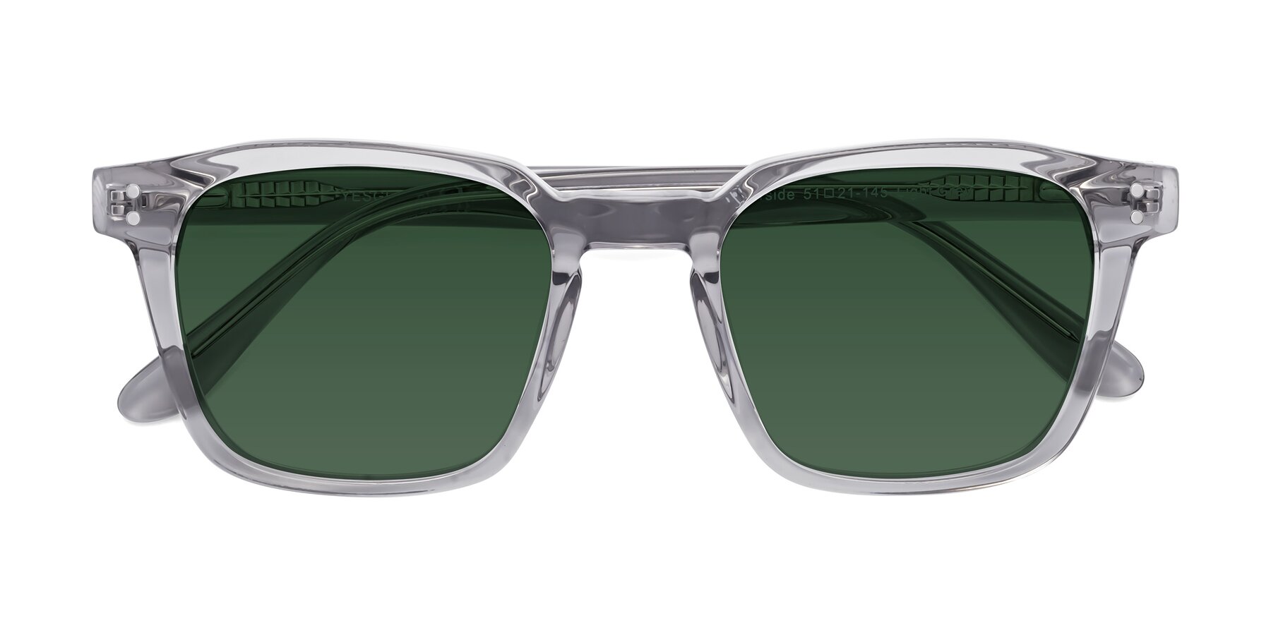 Folded Front of Riverside in Light Gray with Green Tinted Lenses
