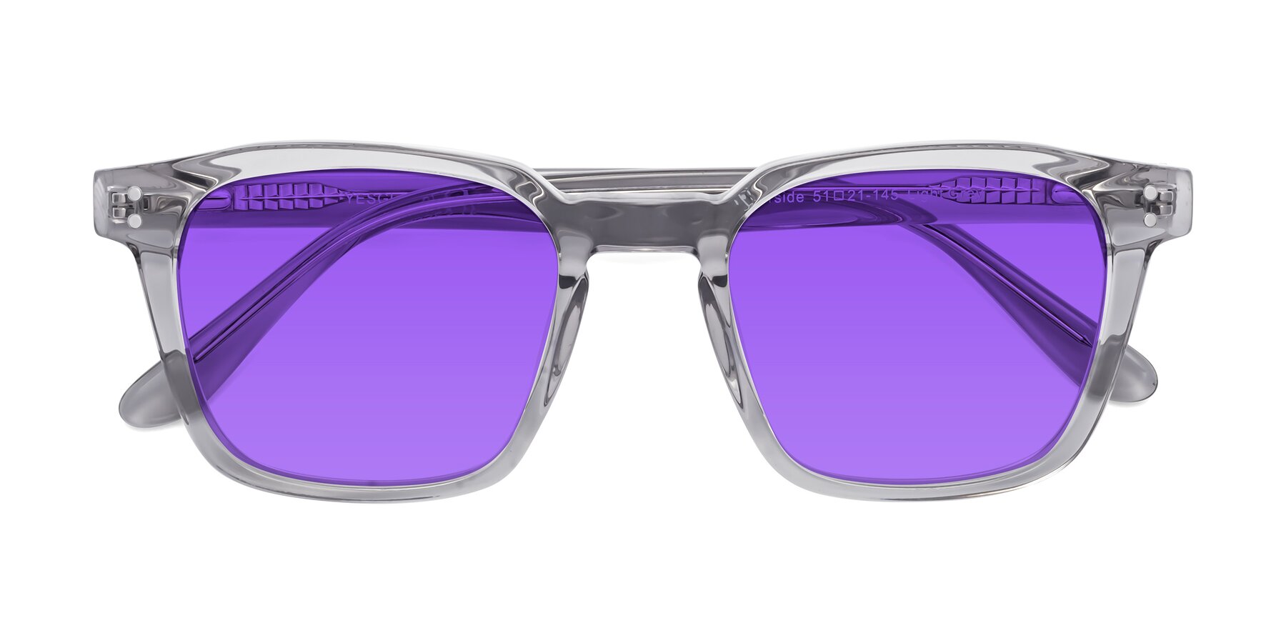 Folded Front of Riverside in Light Gray with Purple Tinted Lenses