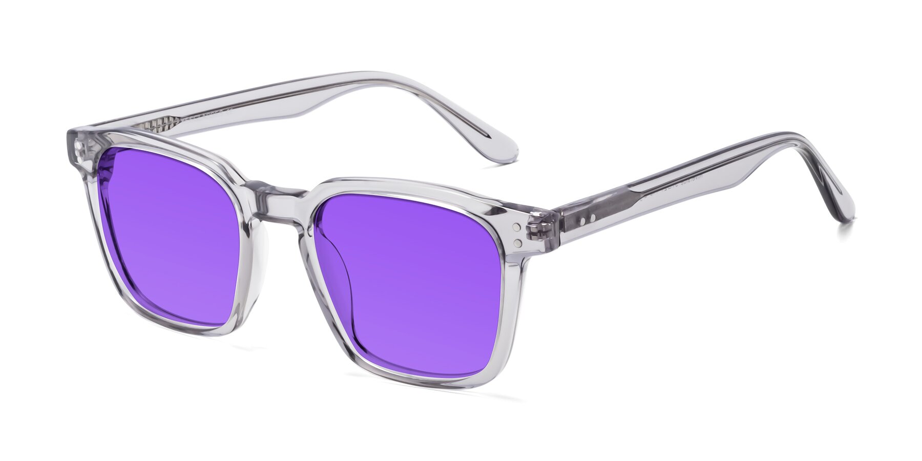 Angle of Riverside in Light Gray with Purple Tinted Lenses