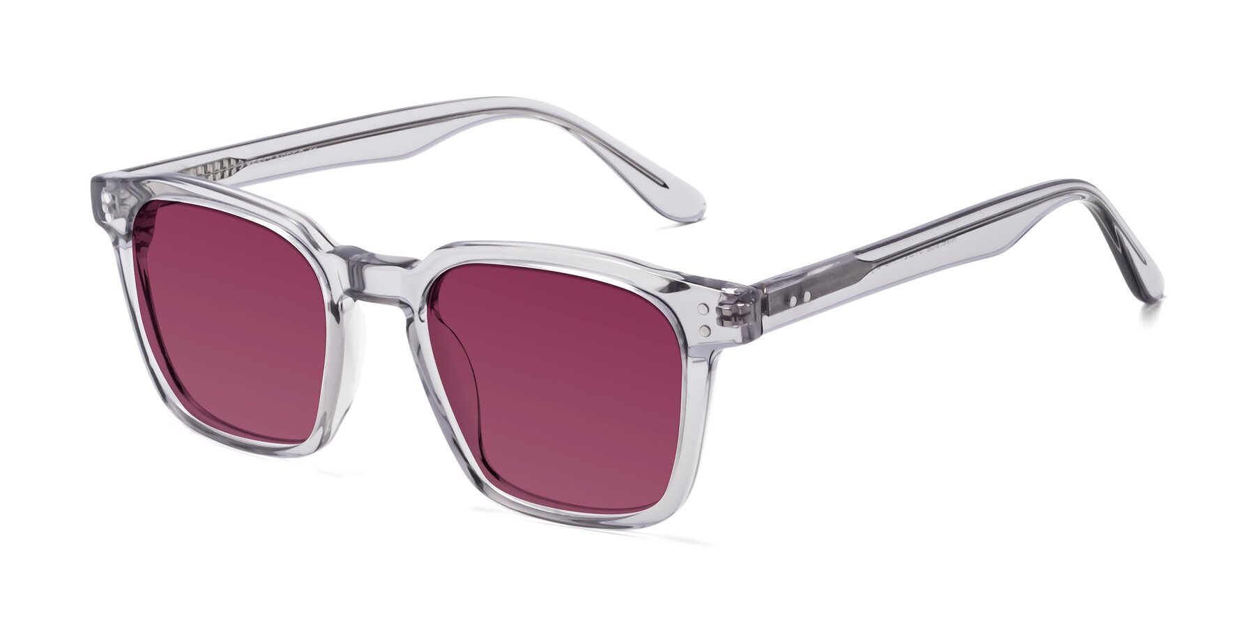 Angle of Riverside in Light Gray with Wine Tinted Lenses