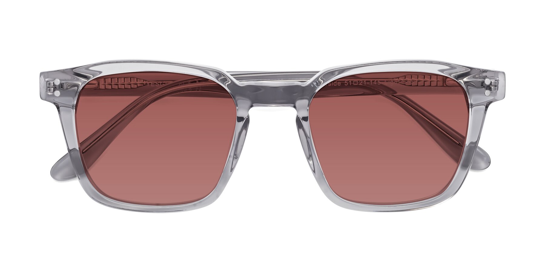 Folded Front of Riverside in Light Gray with Garnet Tinted Lenses